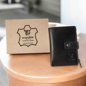 MATADOR Slim Wallet ISTANBUL Leder Kreditkartenetui Nappa Schwarz