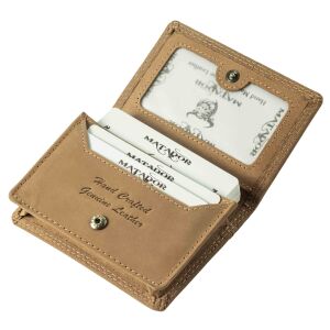 MATADOR Leder Visitenkartenetui Visitenkartenhülle RFID Hell Braun