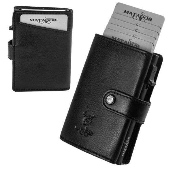 MATADOR Leder MIAMI Slim Wallet ohne Münzfach Nappa Schwarz