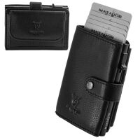 MATADOR MIAMI Slim Wallet mit XL-Münzfach Leder Nappa Schwarz