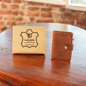 MATADOR MIAMI Slim Wallet mit XL-Münzfach Leder Vintage Braun