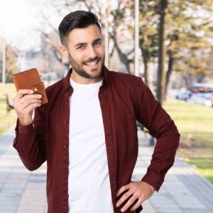 MATADOR MIAMI Slim Wallet mit XL-Münzfach Leder Vintage Braun