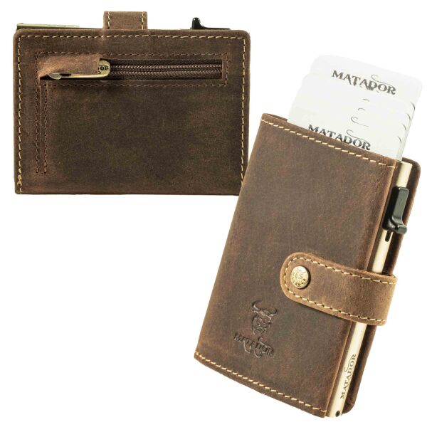 MATADOR Leder Slim Wallet MIAMI Kartenhalter RFID Hunter Braun