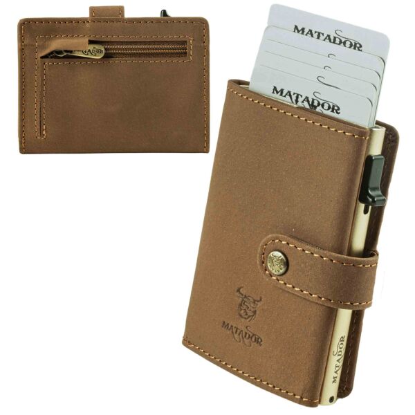 MATADOR Leder Slim Wallet MIAMI Kartenhalter RFID Hell Braun