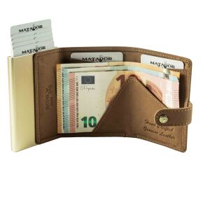 MATADOR Leder Slim Wallet MIAMI Kartenhalter RFID Hell Braun