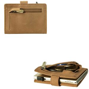 MATADOR Leder Slim Wallet MIAMI Kartenhalter RFID Hell Braun
