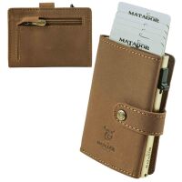 MATADOR Leder Slim Wallet MIAMI Kartenhalter RFID Hell Braun
