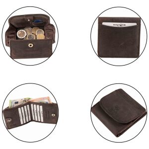 MATADOR WIEN Leder MIni Geldbörse Portemonnaie Klein Dunkel Braun