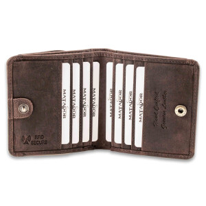 MATADOR Wiener Schachtel Leder Geldbörse Portemonnaie Dunkel Braun