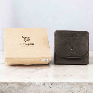 MATADOR Wiener Schachtel Leder Geldbörse Portemonnaie Dunkel Braun
