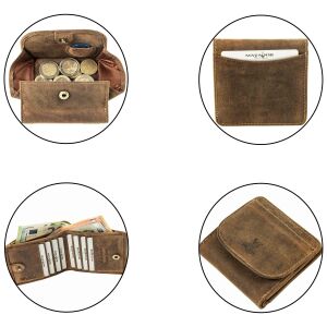 MATADOR WIEN Leder Mini Geldbörse Portemonnaie Klein Hunter Braun