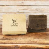 MATADOR WIEN Leder Mini Geldbörse Portemonnaie Klein Hunter Braun