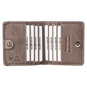 MATADOR WIEN Echt Leder Mini Geldbörse Klein Portemonnaie Grau