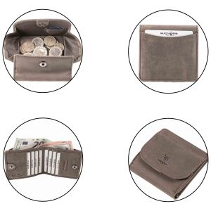 MATADOR WIEN Echt Leder Mini Geldbörse Klein Portemonnaie Grau