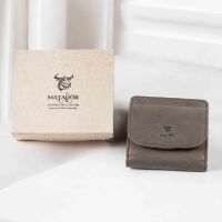 MATADOR WIEN Echt Leder Mini Geldbörse Klein Portemonnaie Grau