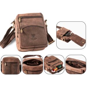 MATADOR AVEIRO Leder Umhängetasche Schultertasche Dunkel Braun