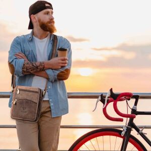 MATADOR AVEIRO Leder Umhängetasche Schultertasche Dunkel Braun