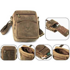 MATADOR AVEIRO Leder Umhängetasche Schultertasche Hunter Braun
