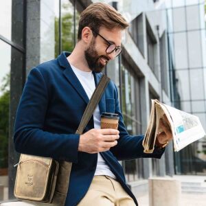 MATADOR AVEIRO Leder Umhängetasche Schultertasche Hunter Braun