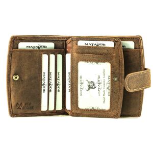 MATADOR | VALENCIA | Damen Portemonnaie Leder RFID Hunter Braun