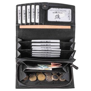 MATADOR | LIMA | Längliche Damen Geldbörse Leder Nappa Schwarz