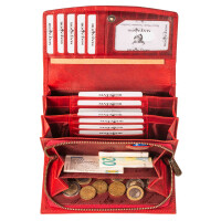 MATADOR | LIMA | Längliche Damen Geldbörse Echt Leder Blumen Rot