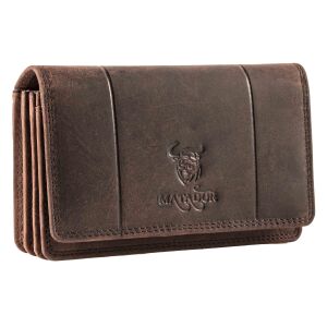 MATADOR VENEDIG Leder Damen Langbörse Geldbeutel Dunkel Braun