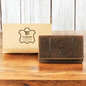 MATADOR VENEDIG Leder Damen Geldbörse Geldbeutel Hunter Braun