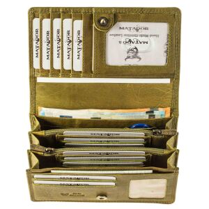 MATADOR VENEDIG Leder Damen Geldbeutel Langbörse RFID Hell Grün