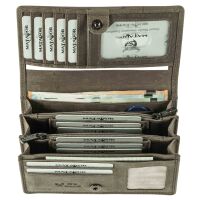 MATADOR VENEDIG Leder Damen Langbörse Geldbörse TüV RFID Grau