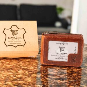 MATADOR Kartenhalter LAUSANNE Ziehharmonika Leder RFID Braun