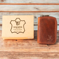 MATADOR Kreditkartenetui Echt Leder BASEL mit Münzfach RFID Braun