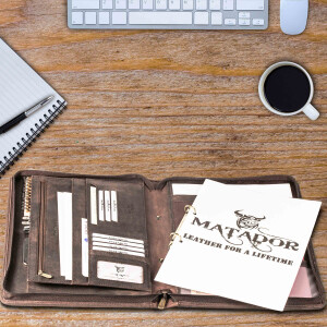 MATADOR Leder Dokumentenmappe Konferenzmappe BARCELONA A4 Dunkel Braun