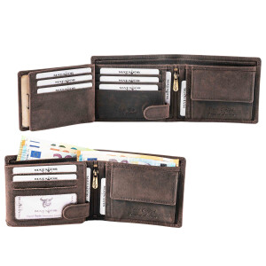 MATADOR OVIEDO RFID Herren Leder Geldbörse Portemonnaie Geldbeutel TüV Dunkel Braun