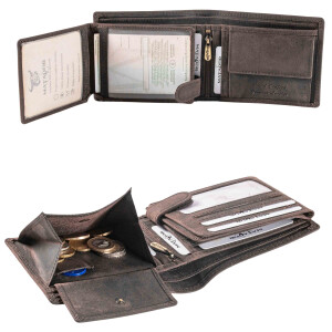 MATADOR OVIEDO RFID Herren Leder Geldbörse Portemonnaie Geldbeutel TüV Dunkel Braun