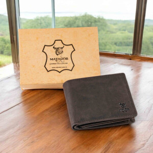 MATADOR OVIEDO RFID Herren Leder Geldbörse Portemonnaie Geldbeutel TüV Dunkel Braun