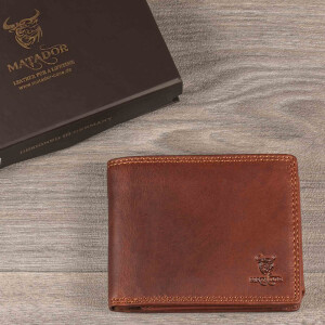 MATADOR OVIEDO RFID Herren Leder Geldbörse Portemonnaie Geldbeutel TüV Dunkel Braun