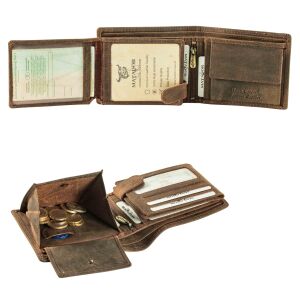 MATADOR OVIEDO RFID Herren Leder Geldbörse Portemonnaie Geldbeutel TüV Hunter Braun