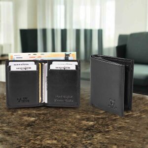 MATADOR Leder Minigeldbörse CHICAGO Mini Portemonnaie RFID Nappa Schwarz