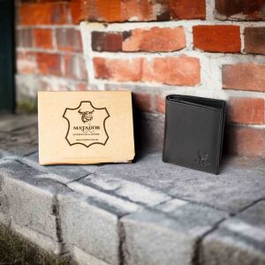 MATADOR Leder Minigeldbörse CHICAGO Mini Portemonnaie RFID Nappa Schwarz