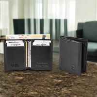 MATADOR Leder Minigeldbörse CHICAGO Mini Portemonnaie RFID Nappa Schwarz