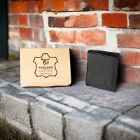 MATADOR Leder Slim Wallet CHICAGO Bifold Schwarz Nappa RFID