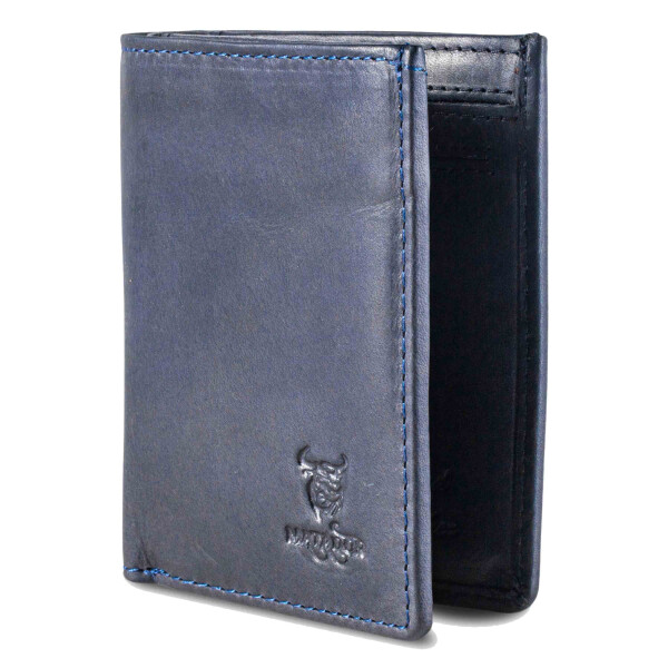 MATADOR Leder Slim Wallet CHICAGO Bifold Navy Blau RFID