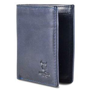MATADOR Leder Slim Wallet CHICAGO Bifold Navy Blau RFID