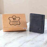 MATADOR Leder Minigeldbörse CHICAGO Mini Portemonnaie RFID Blau Navy