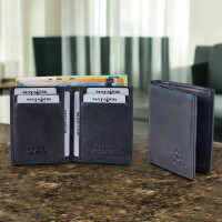 MATADOR Leder Slim Wallet CHICAGO Bifold Navy Blau RFID