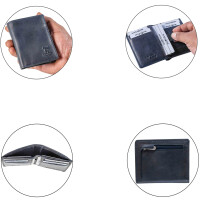 MATADOR Leder Slim Wallet CHICAGO Bifold Navy Blau RFID