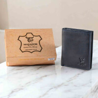 MATADOR Leder Slim Wallet CHICAGO Bifold Navy Blau RFID