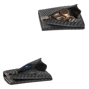MATADOR Leder Slim Wallet CHICAGO Bifold Schwarz Carbon RFID