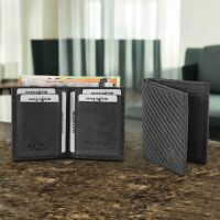 MATADOR Leder Slim Wallet CHICAGO Bifold Schwarz Carbon RFID